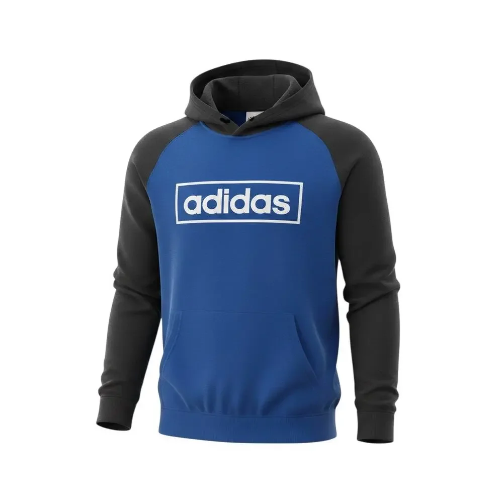 Adidas Men's Blue Black Colorblock Pullover Hoodie Logo XL